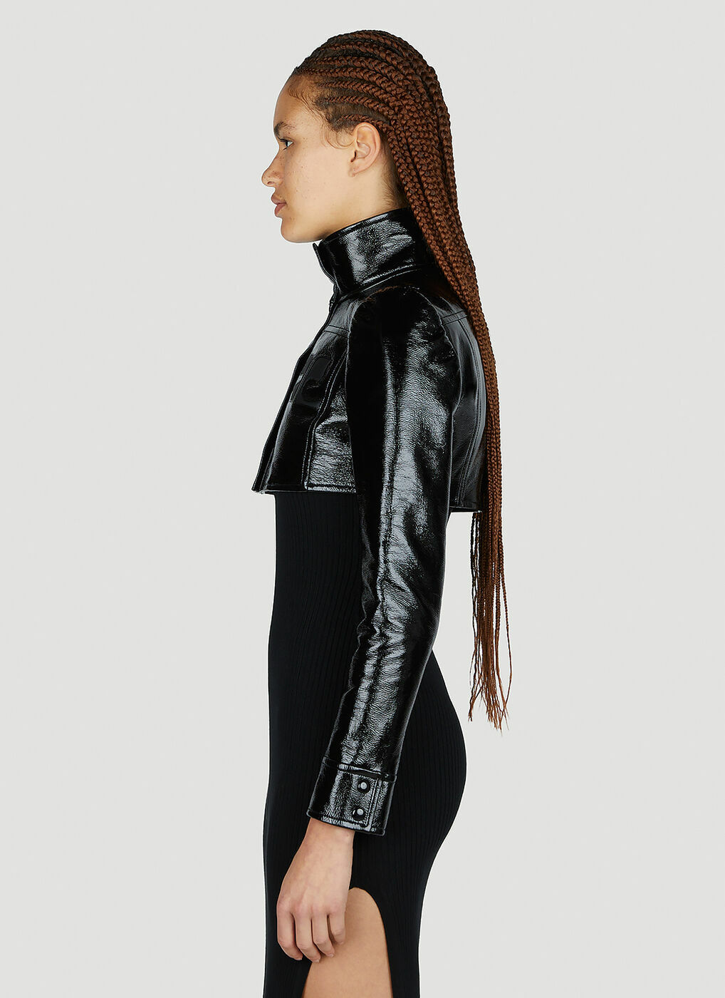 Buy Courreges Black Iconic Vinyl Cropped Jacket for Women in UAE