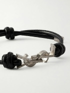 SAINT LAURENT - Silver-Tone and Leather Bracelet - Black