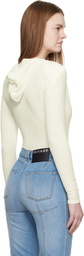 Mugler Off-White Hooded V-Neck Bodysuit