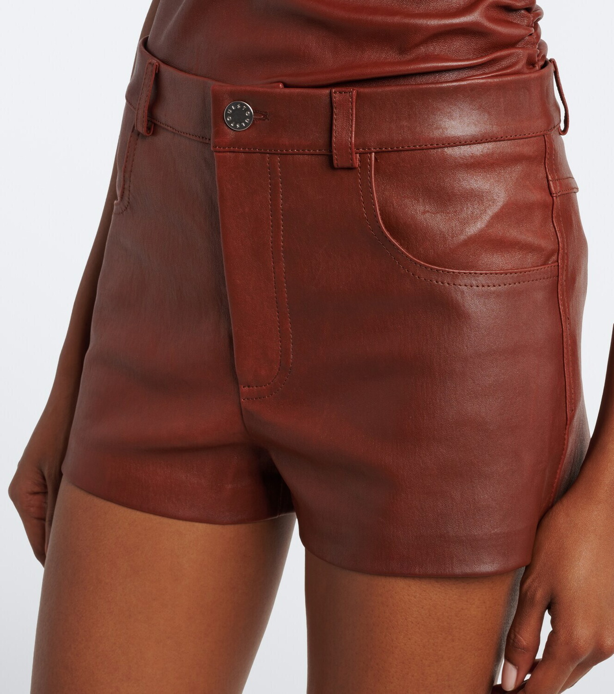 Stouls Roxie mid-rise leather shorts