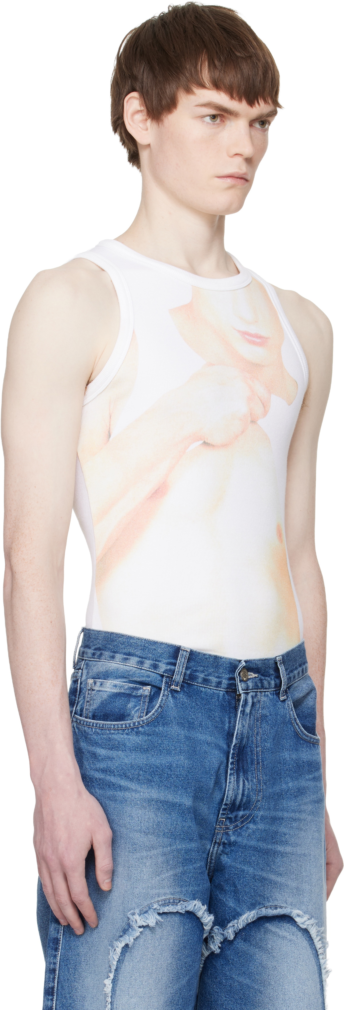 Carne Bollente White 'Tank Top, Power Bottom' Tank Top