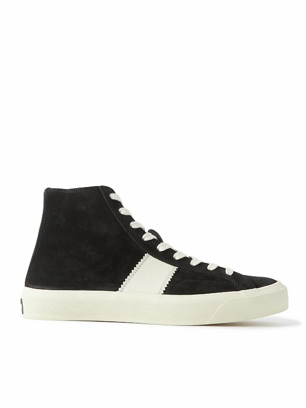 Photo: TOM FORD - Cambridge Leaher-Trimmed Suede High-Top Sneakers - Black