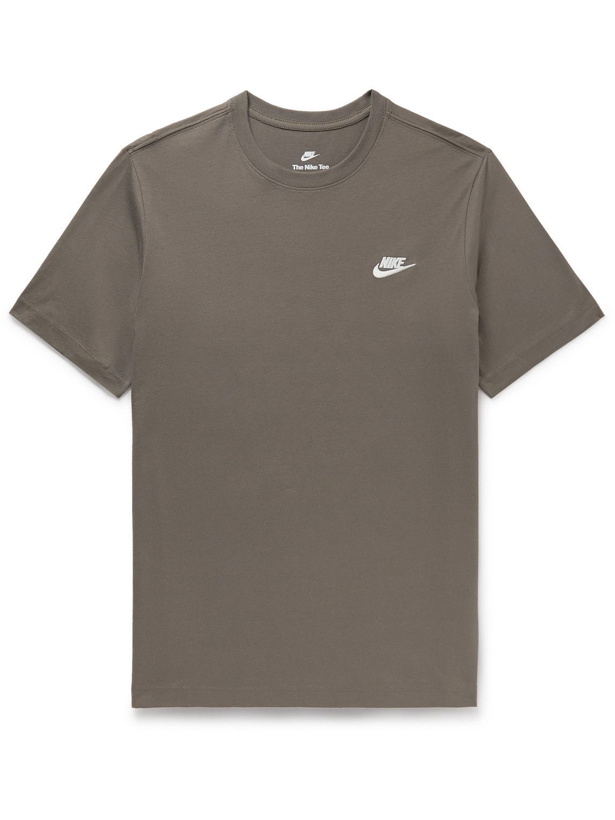 Photo: Nike - NSW Club Logo-Embroidered Cotton-Jersey T-Shirt - Gray