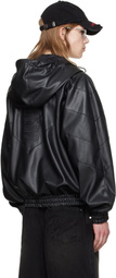 Dsquared2 Black Zipped Hoodie Faux-Leather Jacket