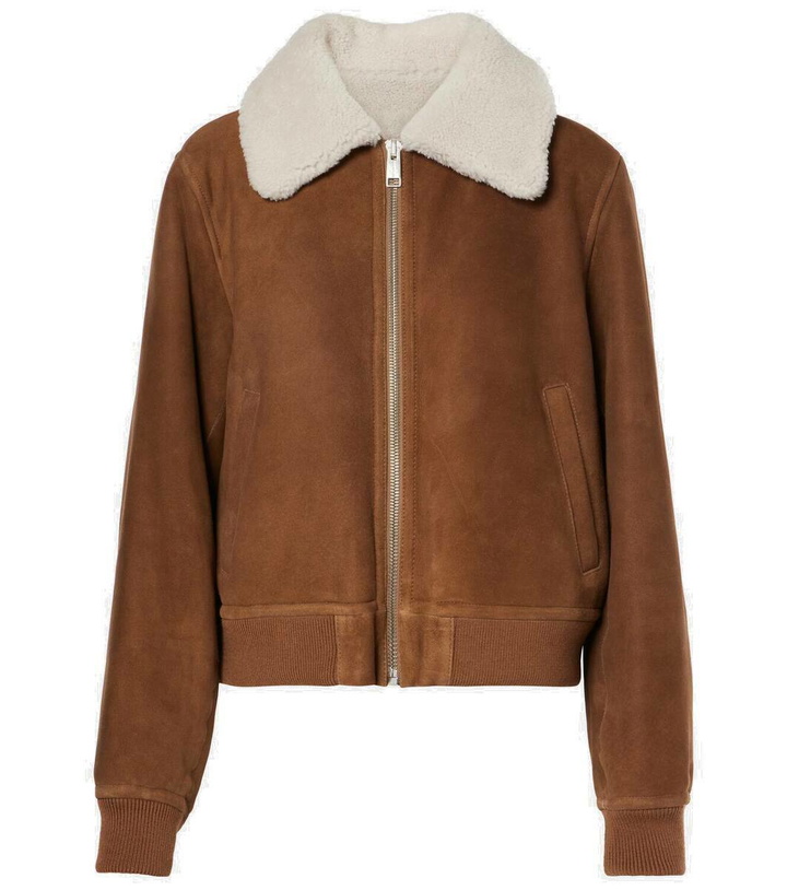 Photo: Yves Salomon Shearling-trimmed suede bomber jacket