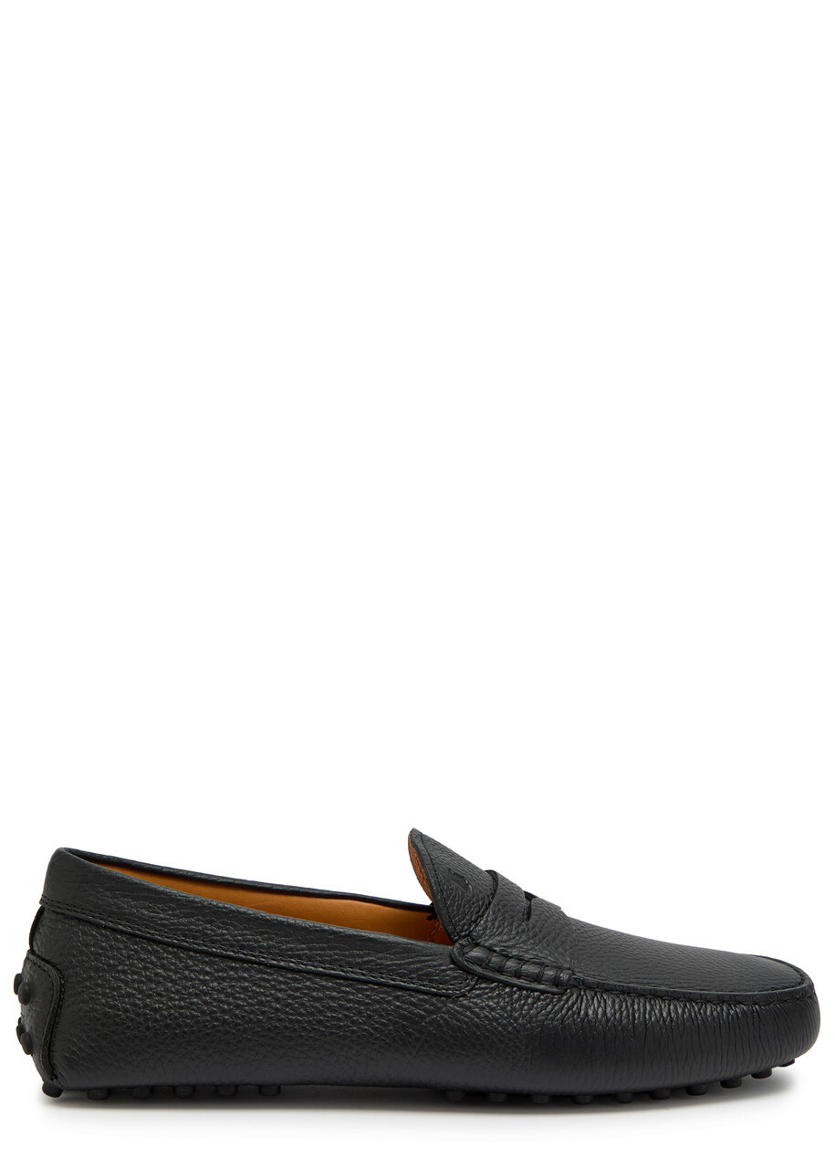 Tods Mocassino Grained Leather Loafers Black