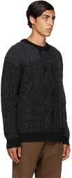 Juun.J Black & Navy Fisherman's Sweater