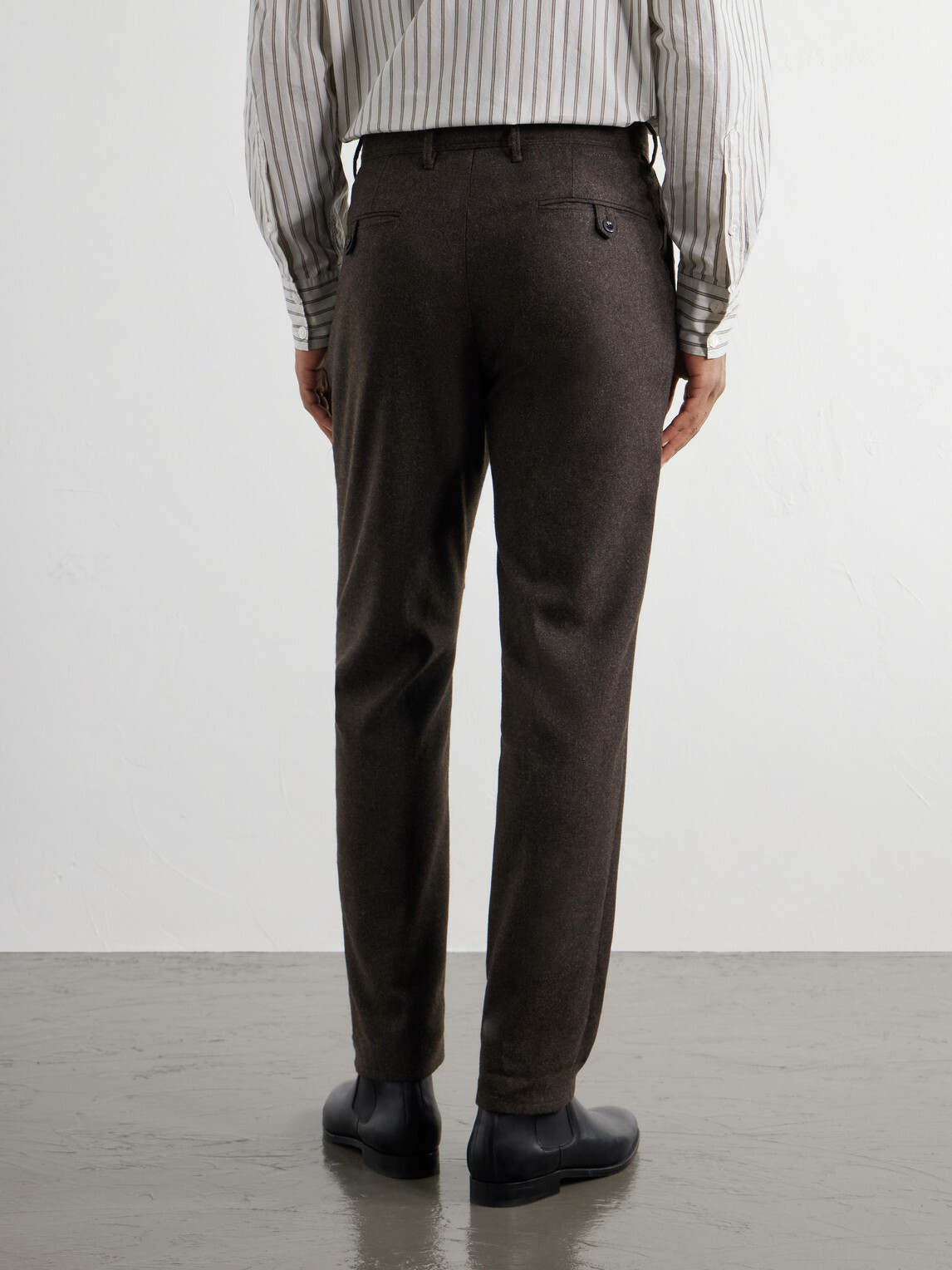 Slowear - Tapered Pleated Wool-Blend Flannel Trousers - Brown