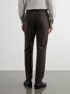Slowear - Tapered Pleated Wool-Blend Flannel Trousers - Brown