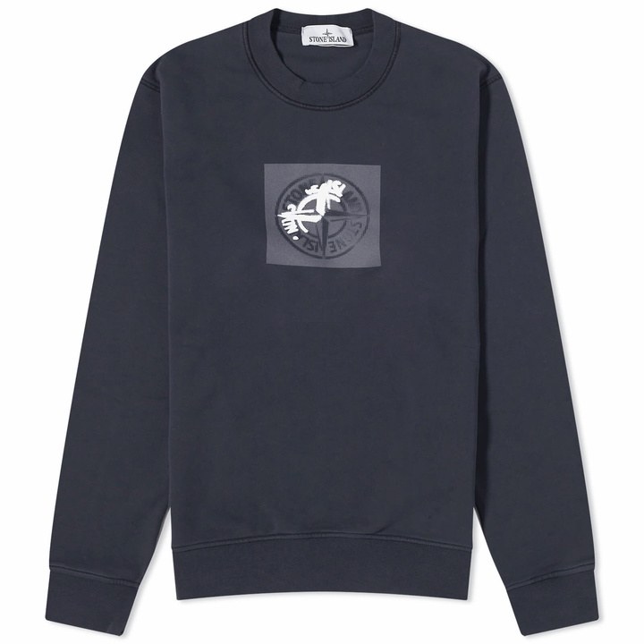 Photo: Stone Island Men's Institutional One Badge Print Crew Sweat in Navy