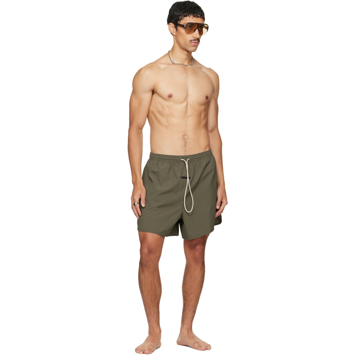 Fear of God ESSENTIALS Khaki Logo Patch Swim Shorts