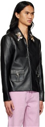 CALVINLUO Black Faux-Leather Jacket