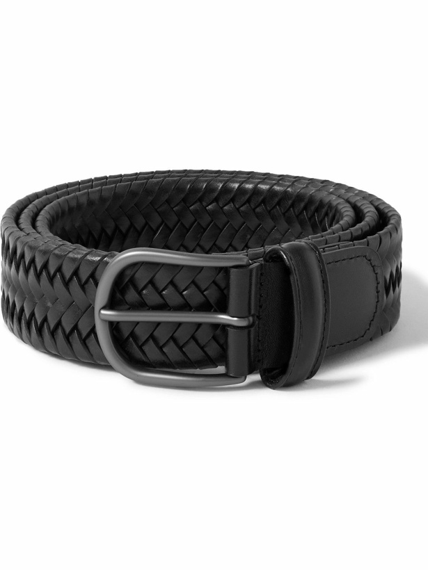 Photo: Anderson's - 3cm Woven Leather Belt - Black