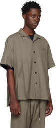 sacai Taupe Pleated Shirt