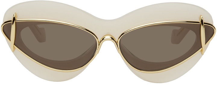 Photo: LOEWE Off-White & Gold Double Frame Sunglasses