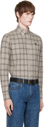 Burberry Gray Relaxed Fit Check Cotton Shirt