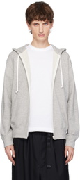 COMME des GARÇONS PLAY Gray Zip Red Heart On Back Hoodie