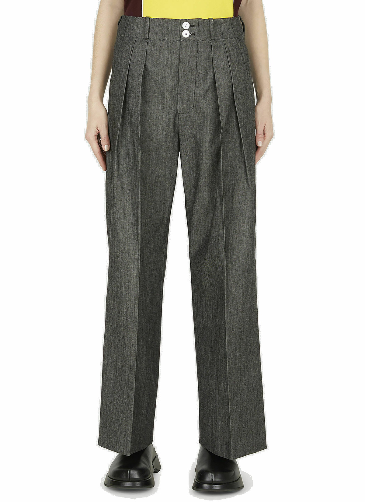 Tailored Pleated Pants in Grey Plan C