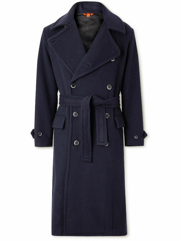 Photo: Barena - Leuter Double-Breasted Belted Wool-Blend Overcoat - Blue