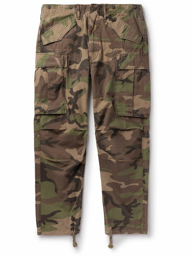 Photo: RRL - Tapered Camouflage-Print Cotton-Ripstop Cargo Trousers - Green
