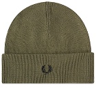 Fred Perry Authentic Men's Merino Wool Beanie in Uniform Green
