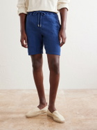 FEDELI - Slim-Fit Cotton-Terry Drawstring Shorts - Blue