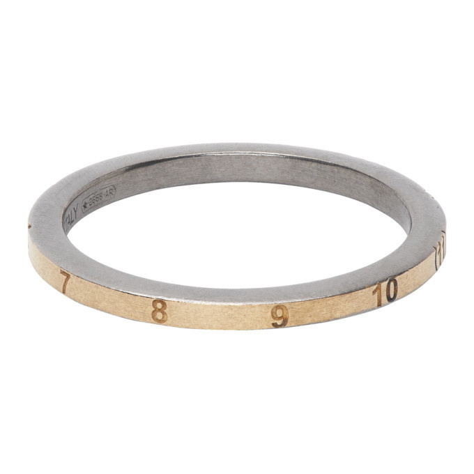 Maison Margiela SSENSE Exclusive Gold and Silver Thin Numbers Ring