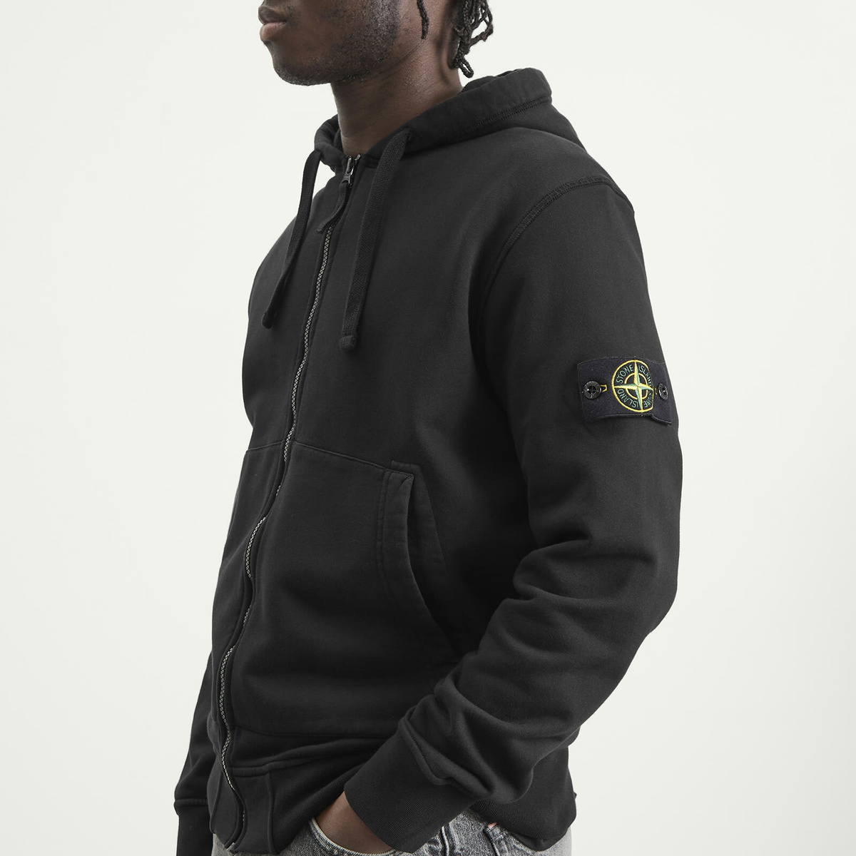 stone  zip hoodie ストーンアイランド ブラック 黒 Stone Island Men's Garment Dyed Zip Hoodie in Black Stone Island
