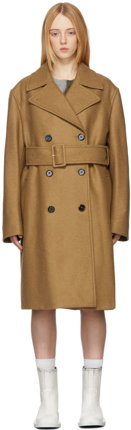 MM6 Maison Margiela Brown Wool Trench Coat