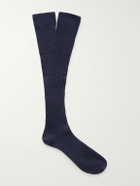 Brunello Cucinelli - Ribbed Wool and Cashmere-Blend Socks - Blue