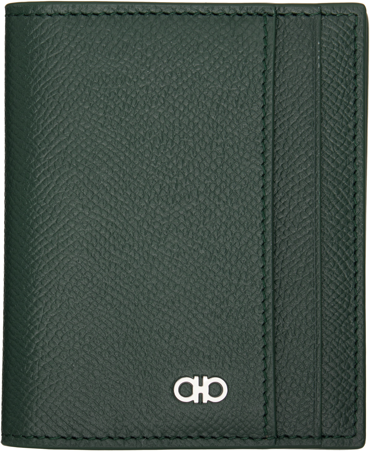Ferragamo Green Gancini Window Credit Card Holder