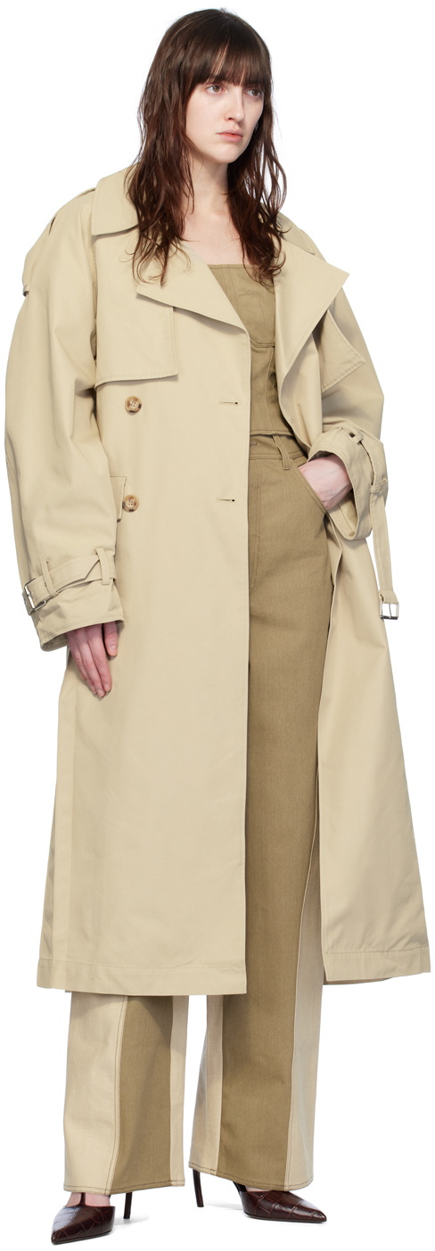 Elleme Beige Double-Breasted Trench Coat