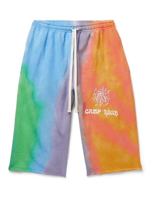 Photo: CAMP HIGH - Northern Lights Tie-Dyed Loopback Cotton-Jersey Drawstring Shorts - Multi