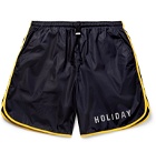 Holiday Boileau - The Lake Wide-Leg Mid-Length Piped Swim Shorts - Blue