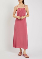 Chloe Lace-trimmed Silk Midi Dress Mauve