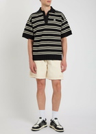 Amiri Striped Logo-embroidered Knit Polo Shirt Black