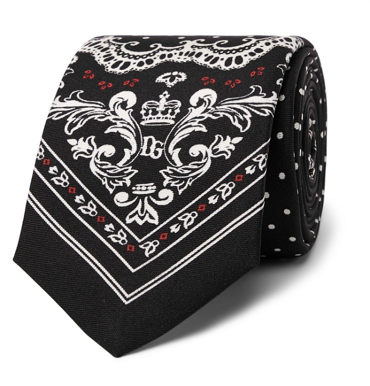 Photo: Dolce & Gabbana - 7cm Printed Silk-Twill Tie - Black
