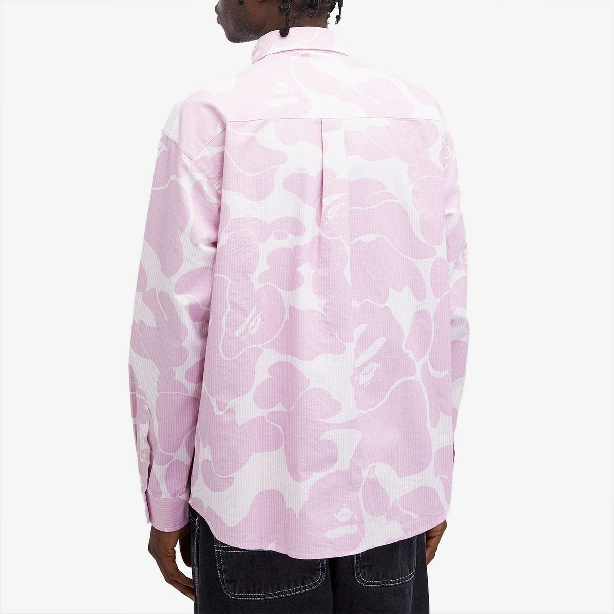 A Bathing Ape Men's Solid Camo Button Down Shirt in Pink
