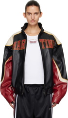 Martine Rose Red & Black Superbowl Leather Jacket