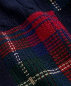 Brooks Brothers Men's Merino Wool Patchwork Plaid Sweater | Navy