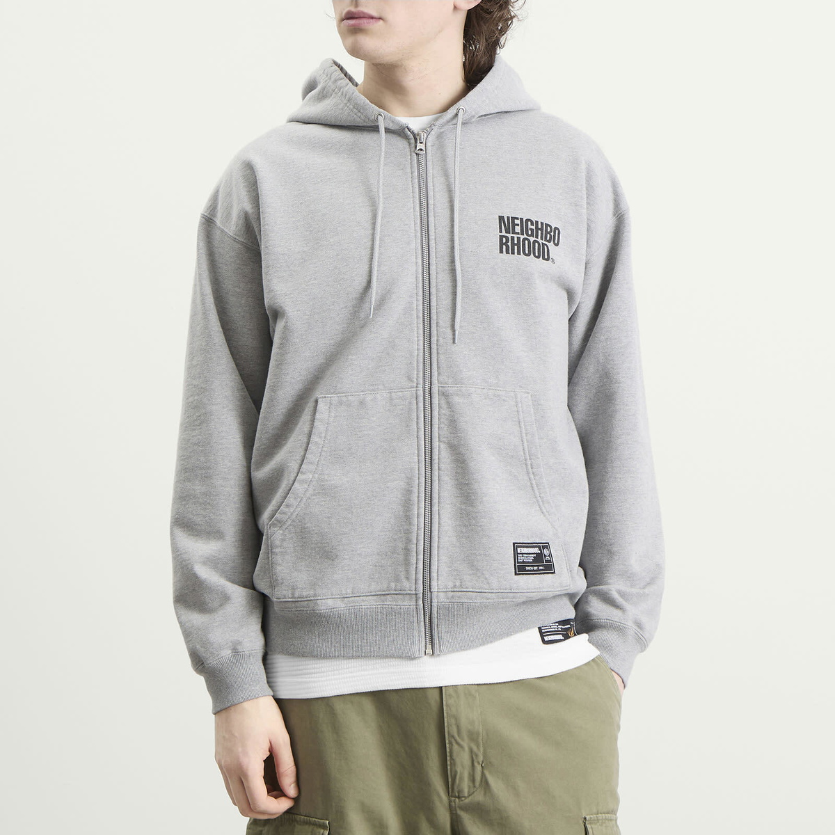 Neighborhood Men's Classic Logo Zip Hoodie in Gray Neighborhood