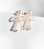 Sophie Bille Brahe Bow 14kt gold drop earrings with freshwater pearls