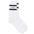 Sporty & Rich Serif Logo Socks in White/Forest
