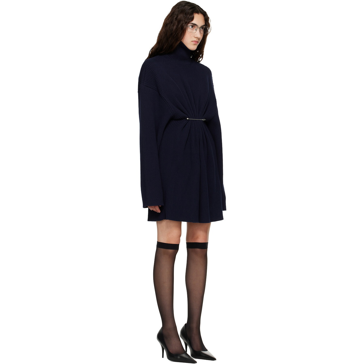 Balenciaga Navy Pinched Minidress