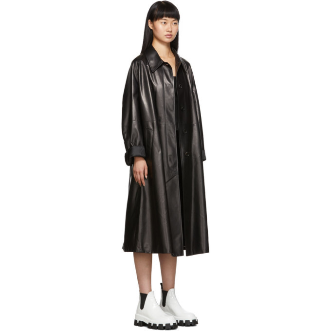 Prada leather trench top coat