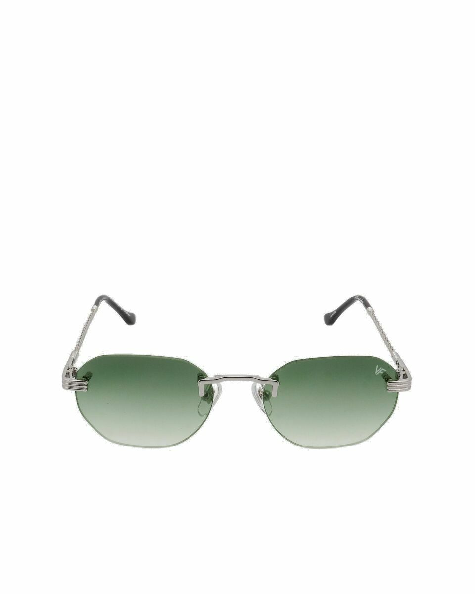 Photo: Vintage Frames Detroit Player Drill Mount 24kt White Gold Green/Silver - Mens - Eyewear