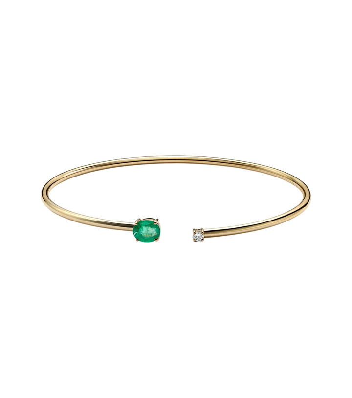 Photo: Stone and Strand 14kt gold (585/1000) cuff bracelet with emeralds and diamonds