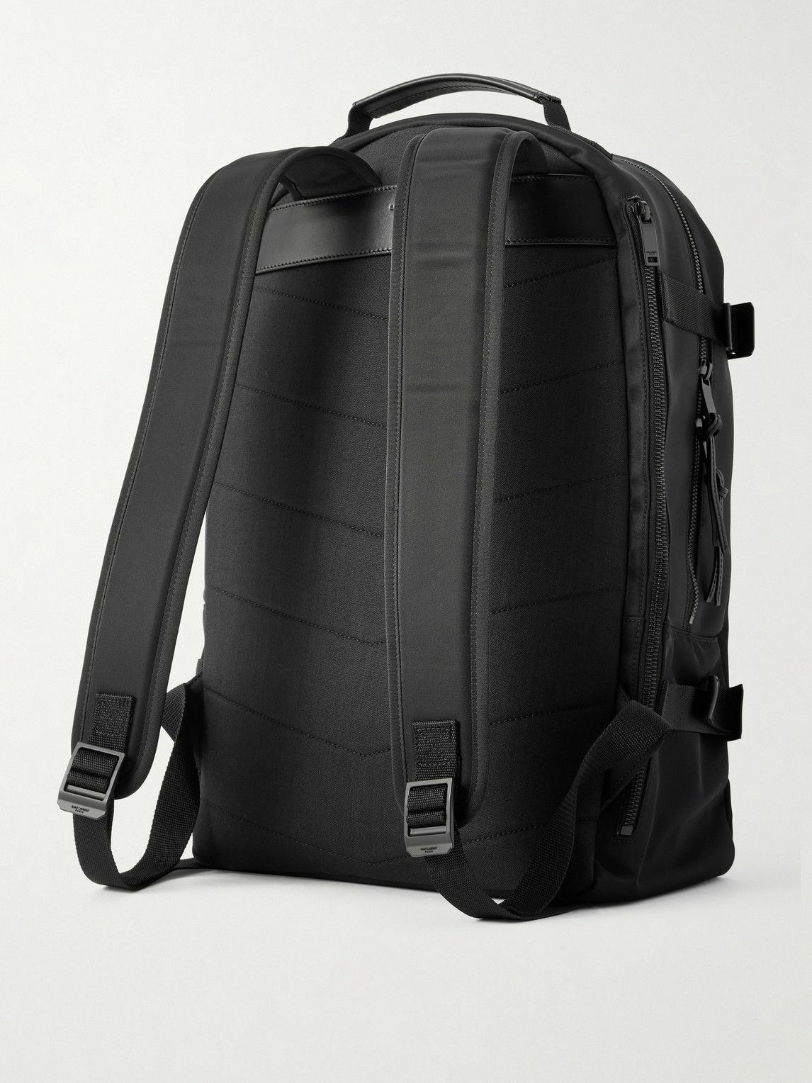 SAINT LAURENT - Leather-Trimmed Shell Backpack