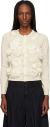 Comme des Garçons Comme des Garçons Off-White Lambswool Jersey X Flower Embroidery Cardigan