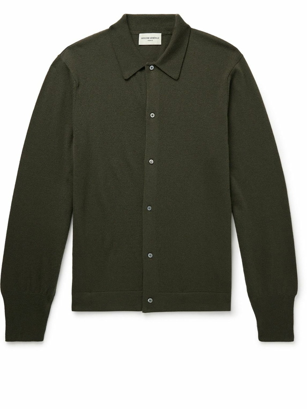 Photo: Officine Générale - Brent Virgin Wool Cardigan - Green